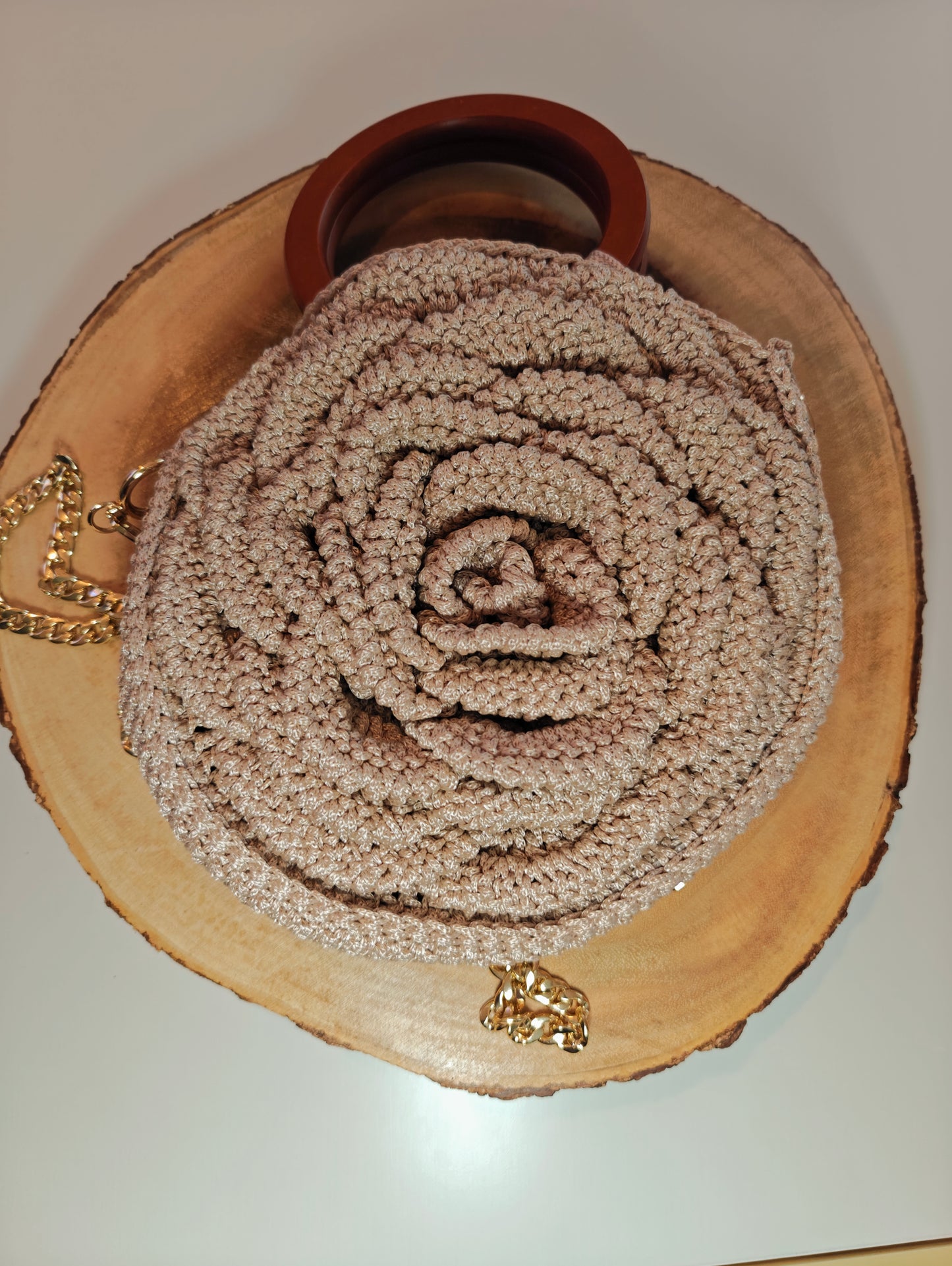 Rosette Floral Crochet Bag