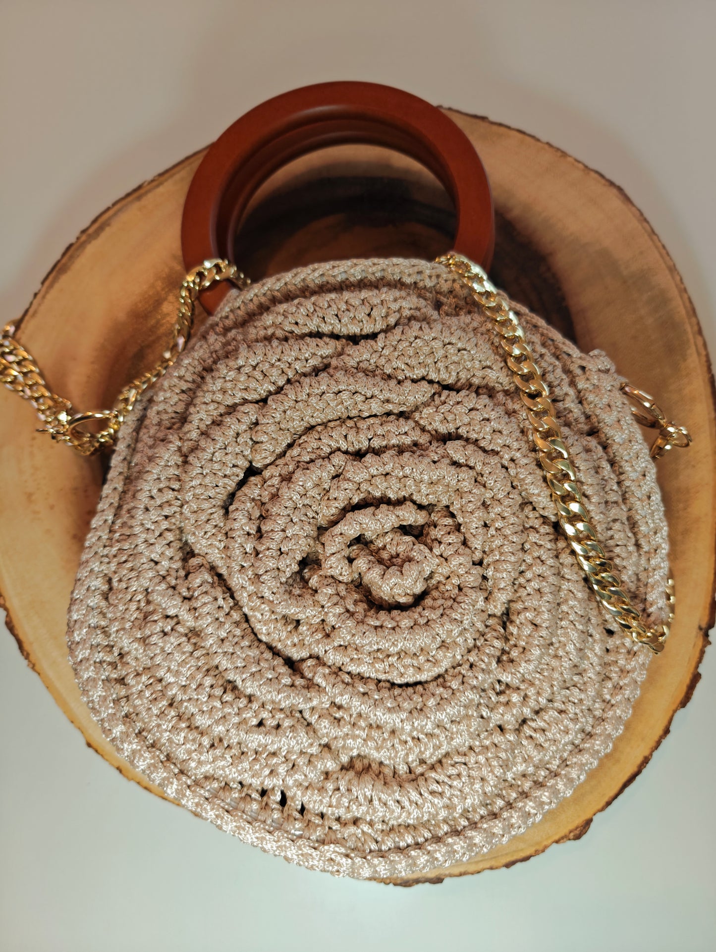 Rosette Floral Crochet Bag