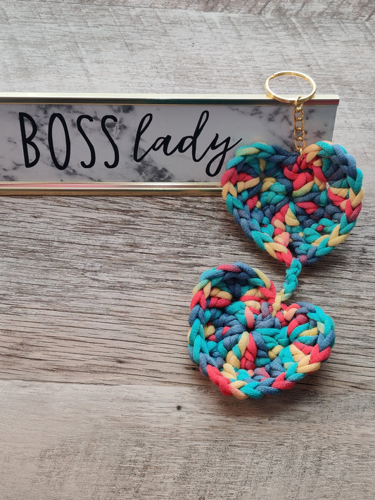 Double Heart Multi-Color Keychain
