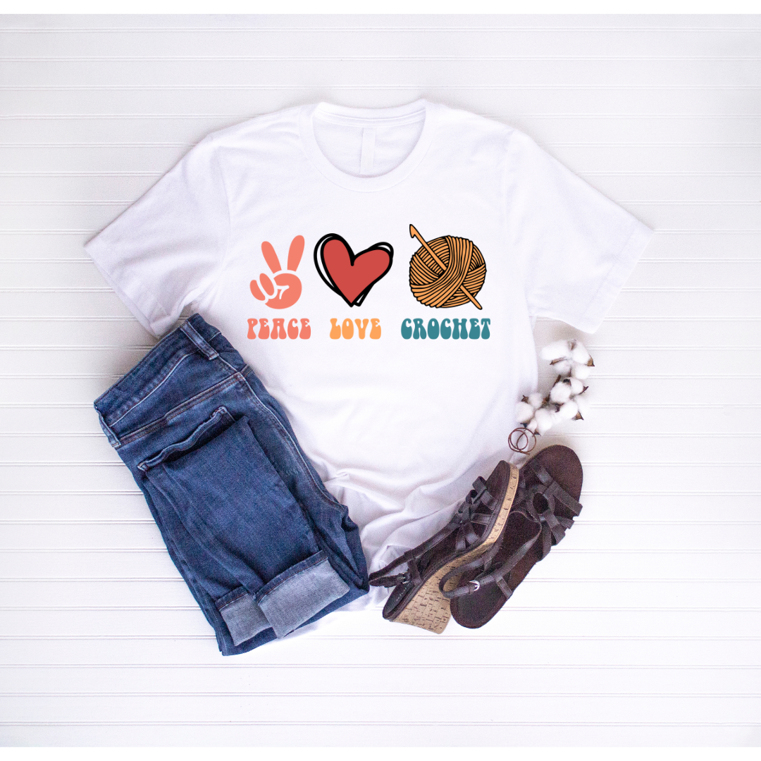 Peace, Love, Crochet Tee