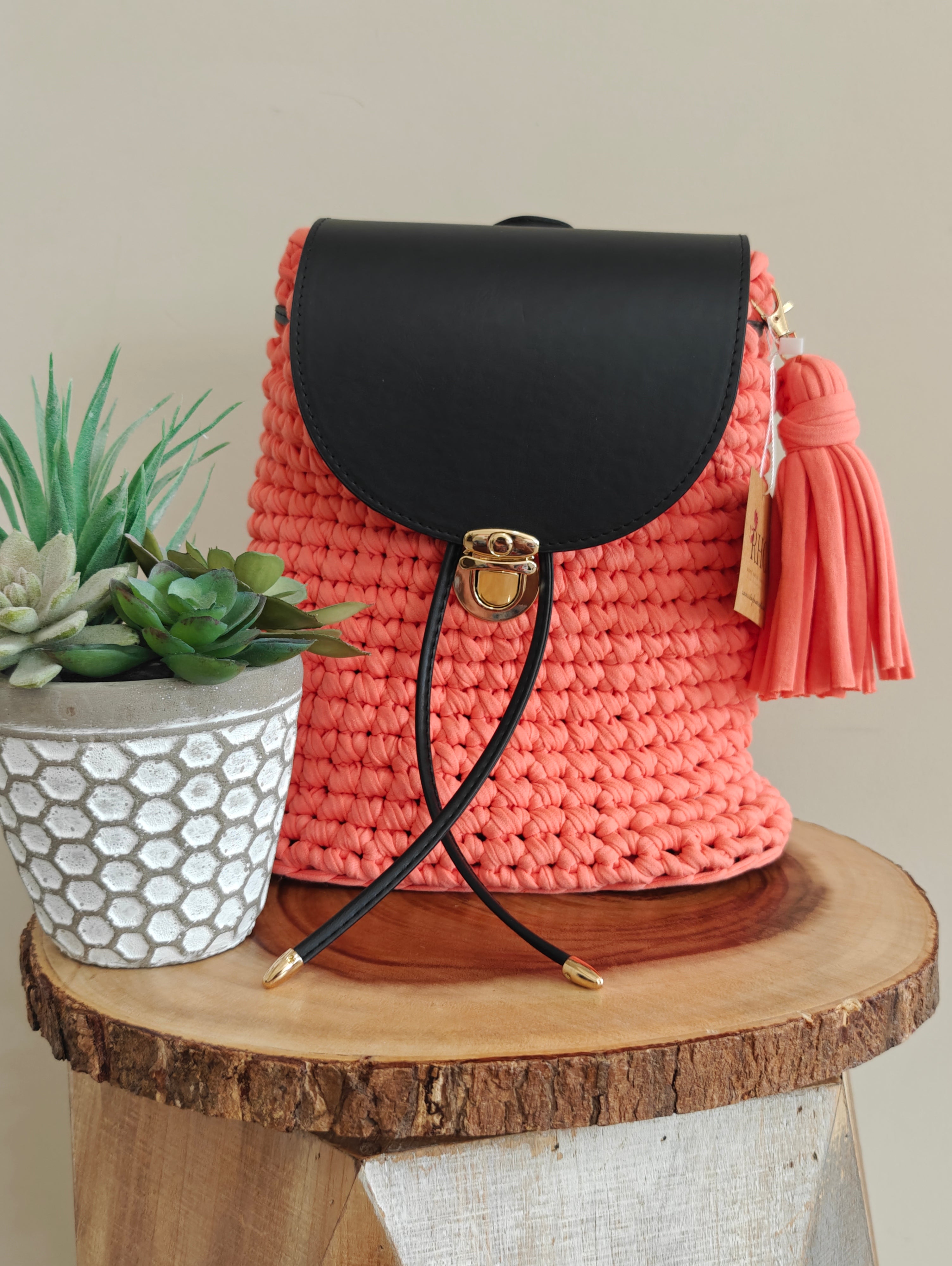 crochet leather backpack Cara Crochet Backpack – Riley House Crafts
