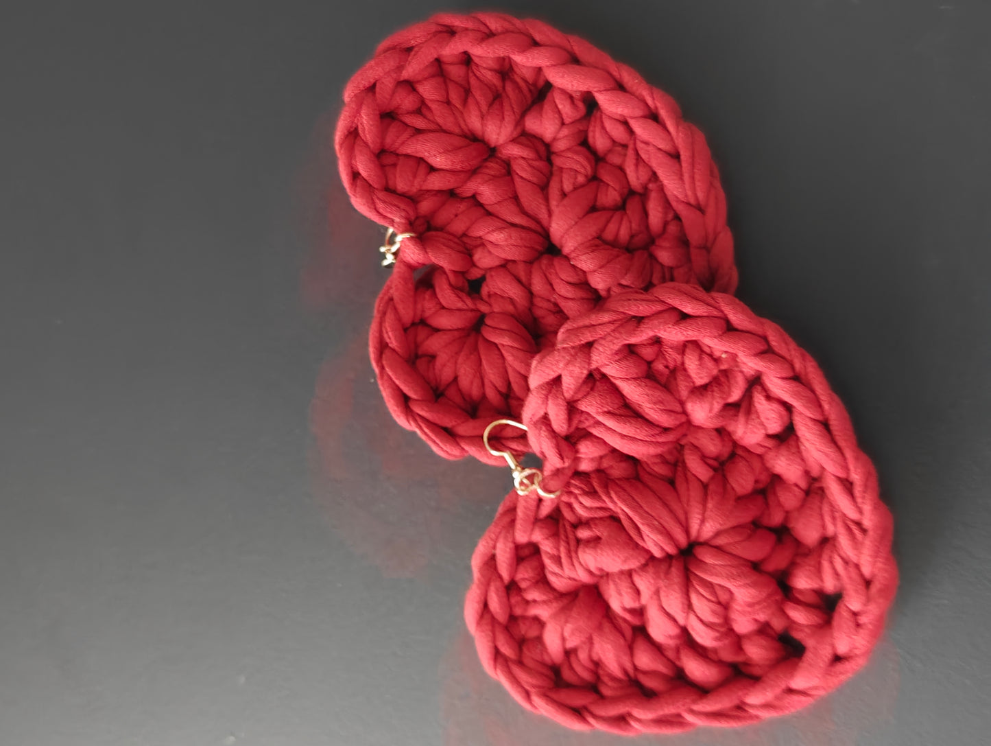 Puffy Heart Crochet Earrings