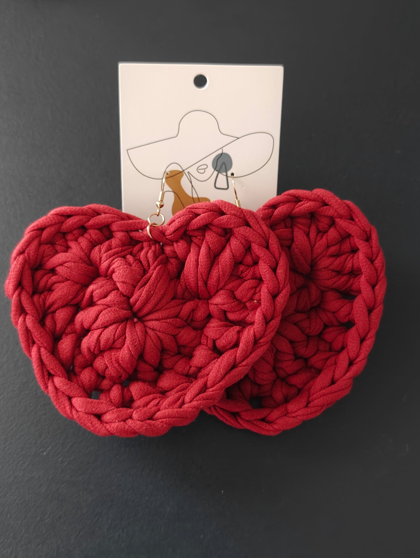 Puffy Heart Crochet Earrings