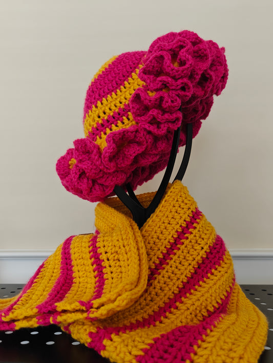 Ruffle Hat and Scarf Matching Set