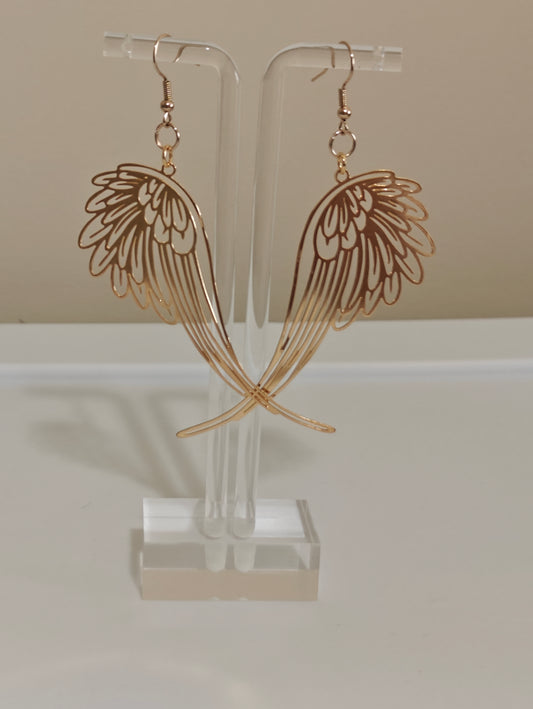 Golden Angel Wing Dangle Earrings