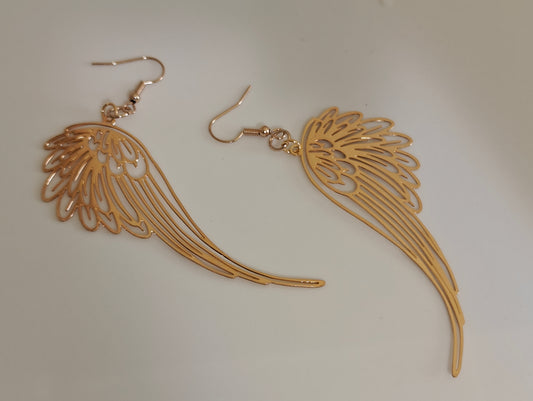 Golden Angel Wing Dangle Earrings