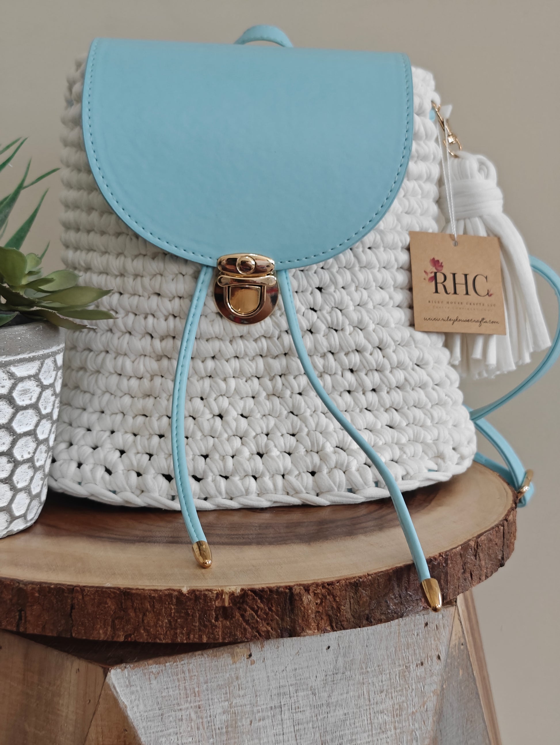 crochet leather backpack Cara Crochet Backpack – Riley House Crafts