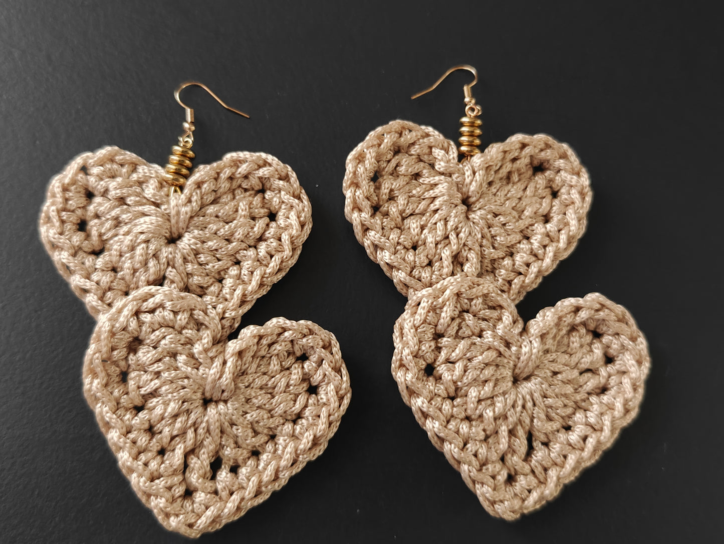 Double Heart Crochet Earrings