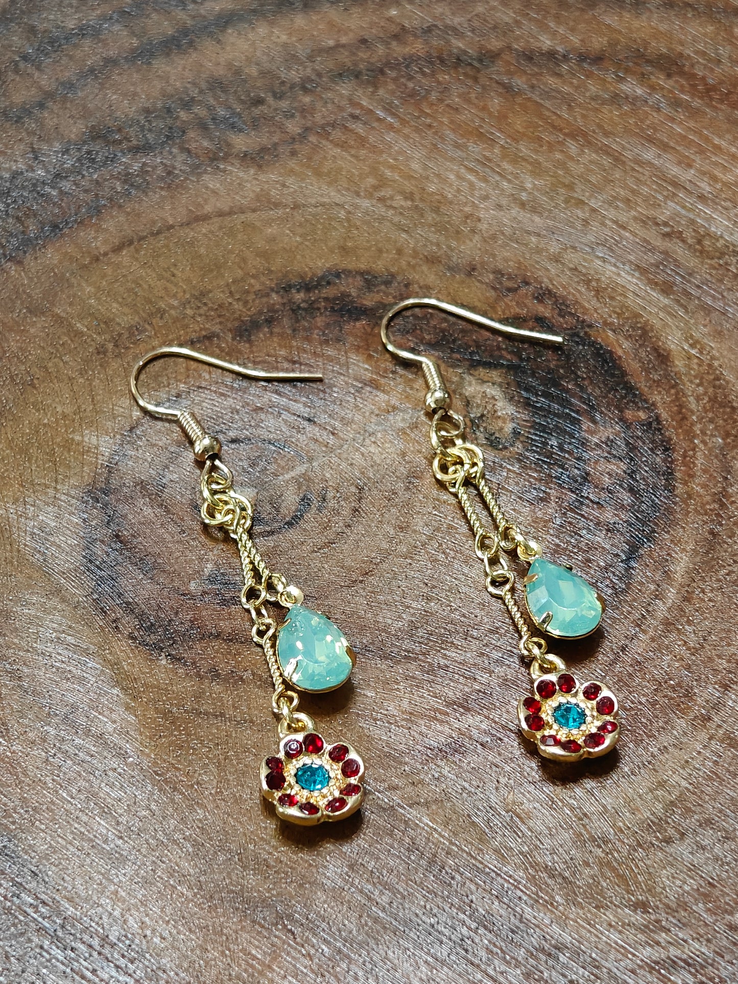 Aqua Bloom Drop Earrings