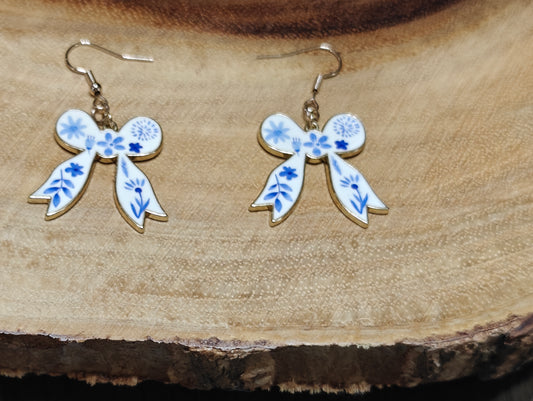 Blue Blossom Bow Earrings
