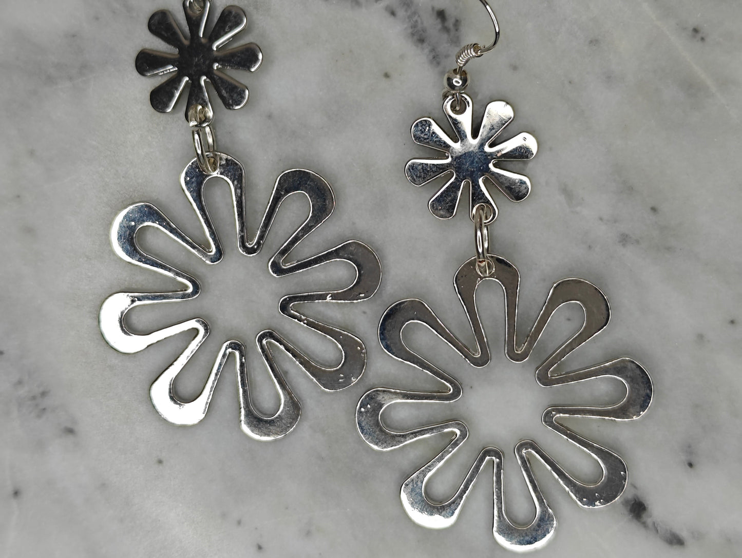 Silver Bloom Statement Earrings