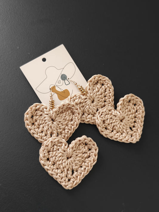 Double Heart Crochet Earrings