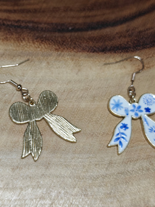 Blue Blossom Bow Earrings